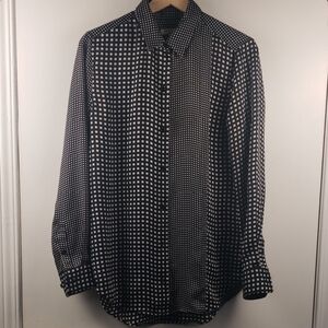Equipment Femme Black White Square Buttons Down Shirt Size Small